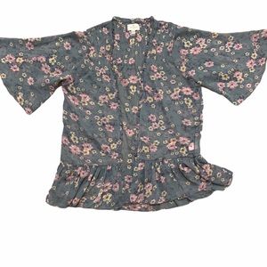 AMERICAN EAGLE OUTFITTERS Sheer Floral Ruffled Top